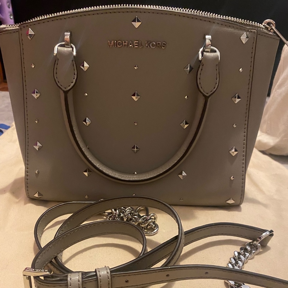 Mk vintage grey stud satchel no longer made good condition
